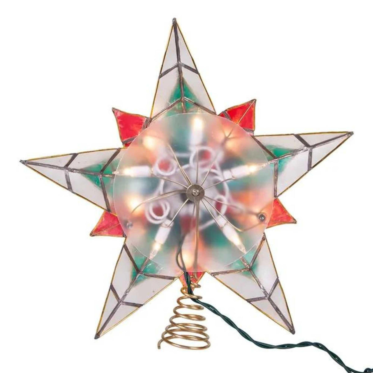 10-Light 11.5-Inch Poinsettia Capiz Star Tree Topper