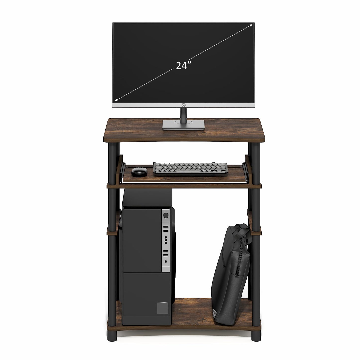 Furinno Home Desk, 23.6 Wide Gaming Desk with Keyboard Tray, Open Shelf Laptop Notebook Computer Desk, Office Desk for Home Office, Study Room, Dorm, Bedroom, Amber Pine