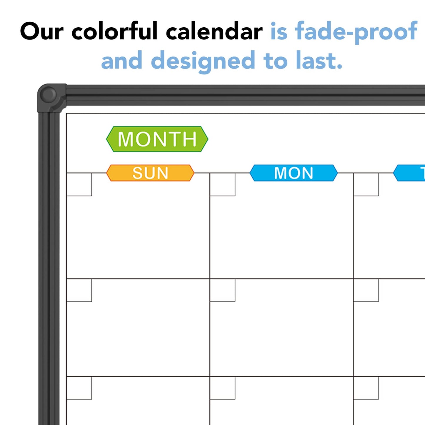 JILoffice Dry Erase Calendar Whiteboard - Magnetic White Board Monthly 36 x 24 Inch, Black Aluminum Frame Wall Mounted for Office Home and School