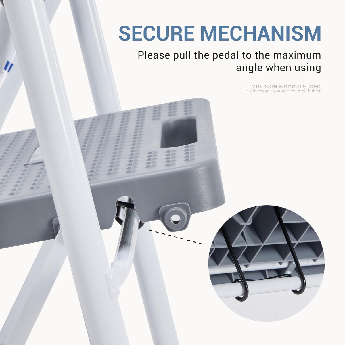 DUMOS Step Ladder, 2 Sturdy Step Stool with Anti-Slip Pedal & Comfortable Handrail, Portable Heavy Duty Step Stool for Kitchen, Garage & Outdoor Use, 800lbs, Grey