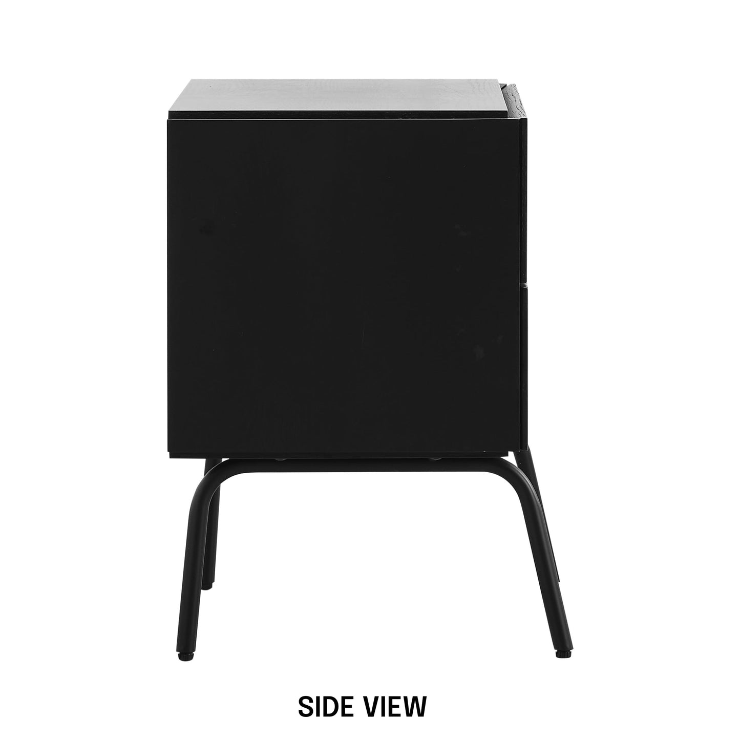 NTC Solid Oak Drawer Face Lulu Nightstand with Natural Rattan Drawer, Mid-Century Side Table for Bedroom, Bedside Furniture, End Table – Waterproof, Heat Resistant, Easy to Assemble – Burnt Black