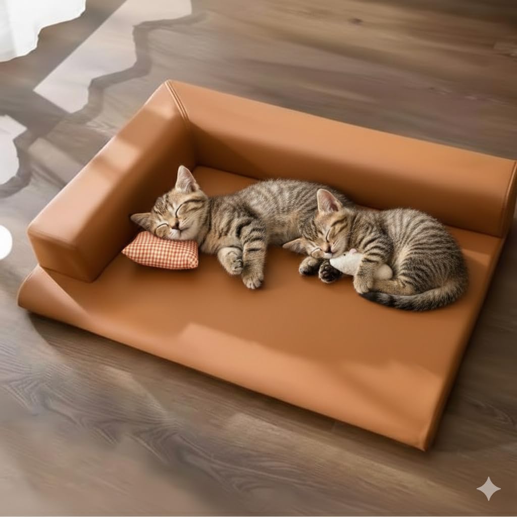 Orthopedic Dog Bed Small to Medium, Washable L-Shaped Pet Sofa with Removable Cover, Memory Foam Couch for Cats, Chihuahua, French Bulldog