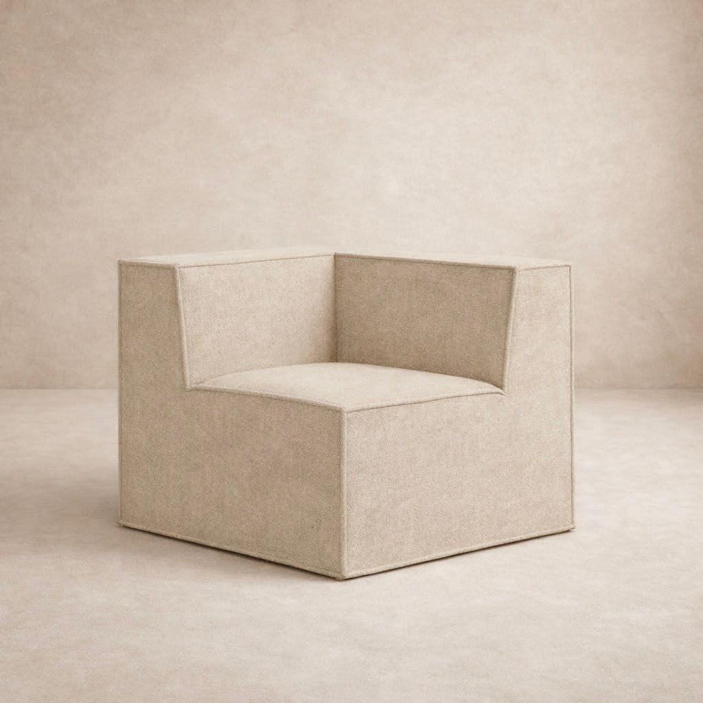 Cloud Frame Couch- Indoor and Outdoor - Washable Waterproof Sofa- Sold Seperately Ottoman Modular Sectional Upholstered - Beige Linen (Waterproof Beige Linen, Corner Seat)