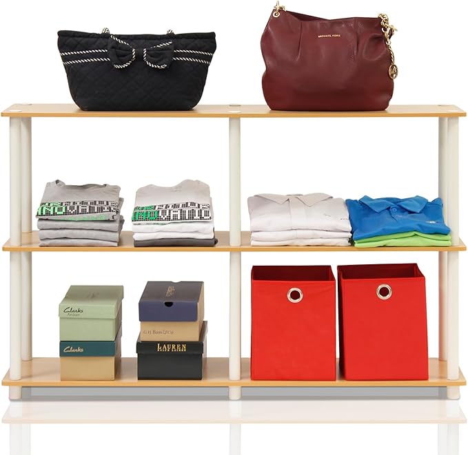 Furinno TURN-N-TUBE Storage Shelves, 3-Tier 47.4 Wide Book Shelf, Corner Shelf