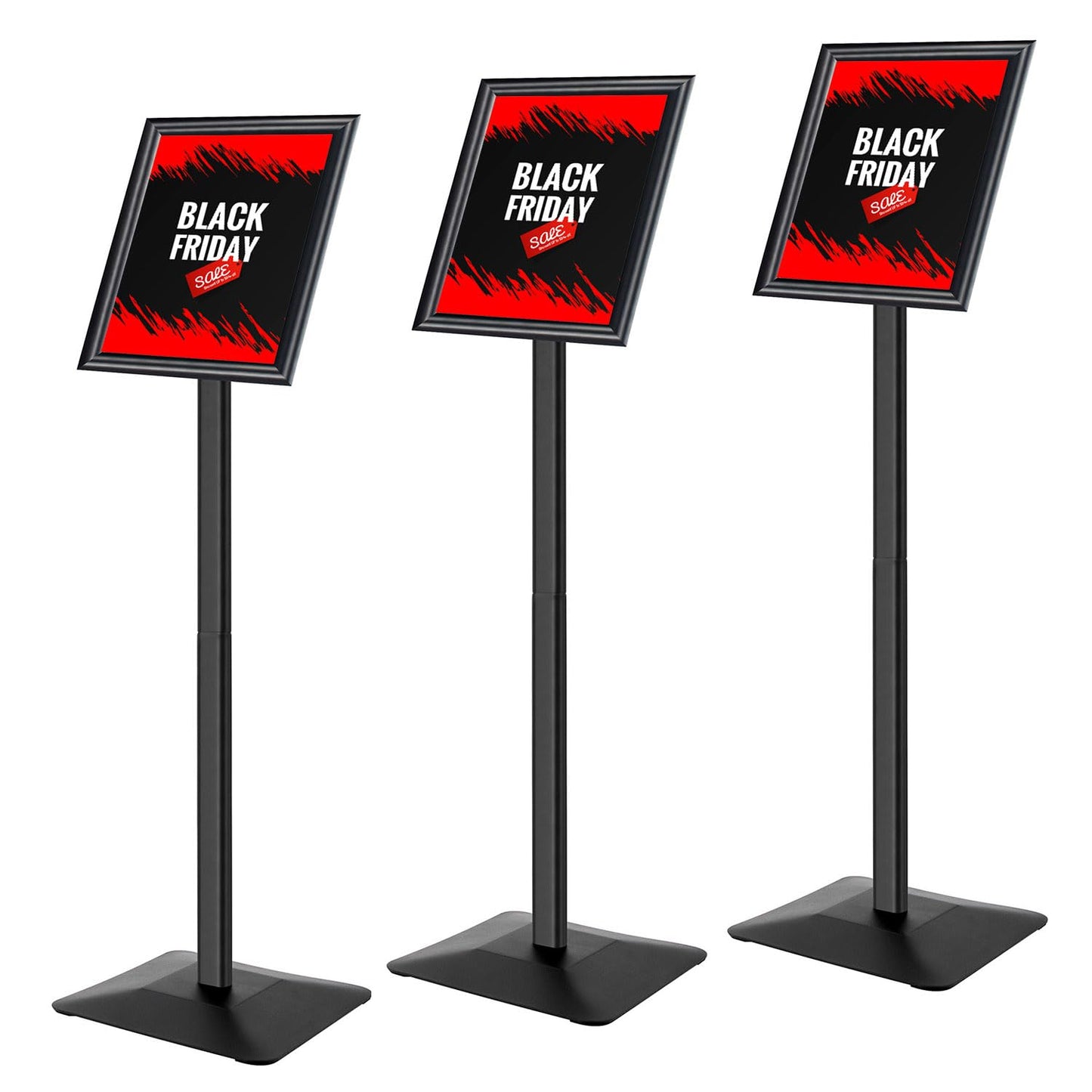 Golemas Sign Stand for Display, 11lbs Integrated Rod Heavy Duty Pedestal Floor Signage Stand Holder, for Outdoor or Indoor Advertising (8.5 x 11, Black, 3Pack)