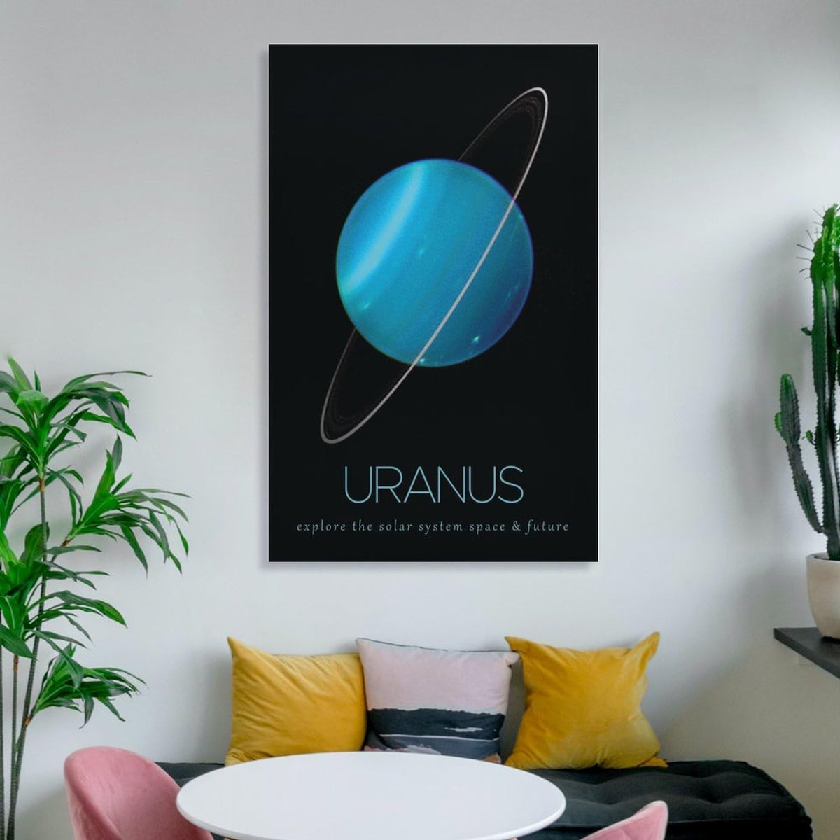 LGDSBHH Minimalist Uranus Solar System Canvas Wall Art - Educational Space Planet Poster - Science Classroom & Kids Bedroom Decor - 12x18 Inch (Unframed)