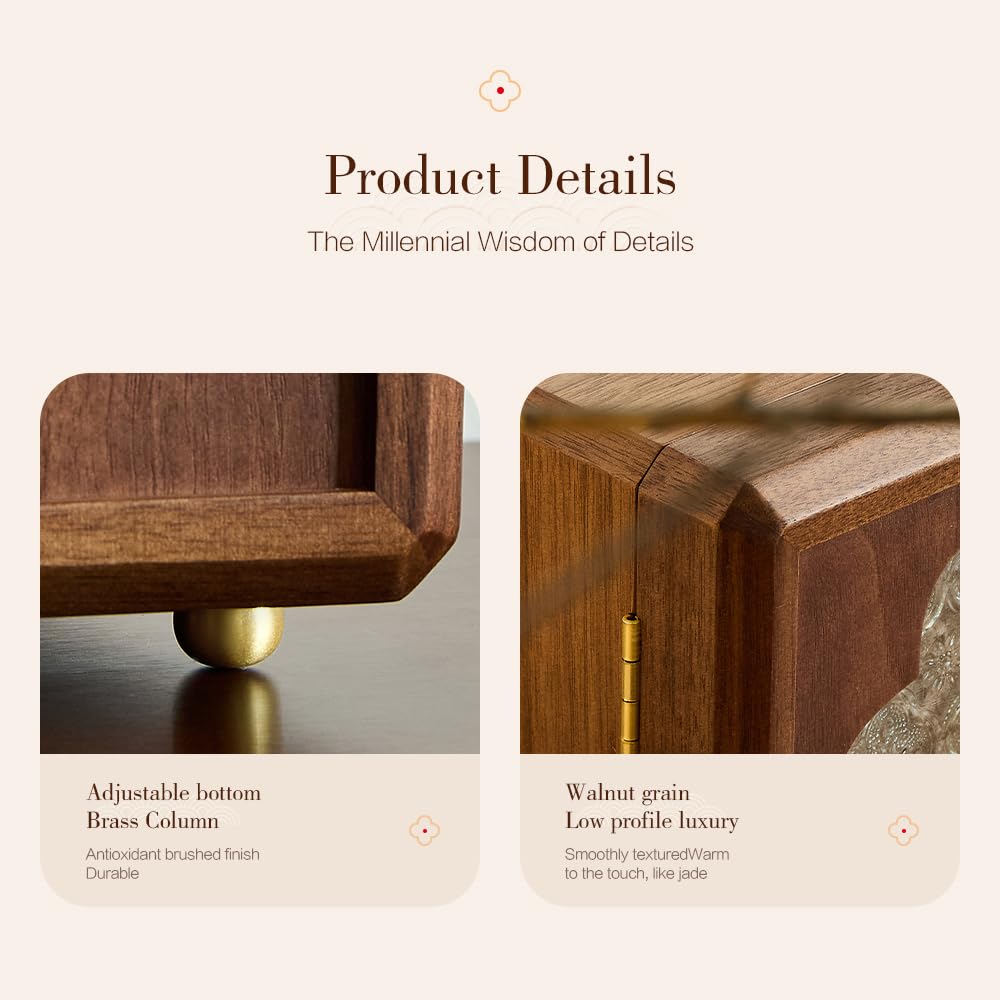 Double Door Jewelry Box - Black Walnut Wood, Velvet Lining, Gold Handle, Magnetic Closure, Handmade Storage for Birthday, Wedding| 5-Layer
