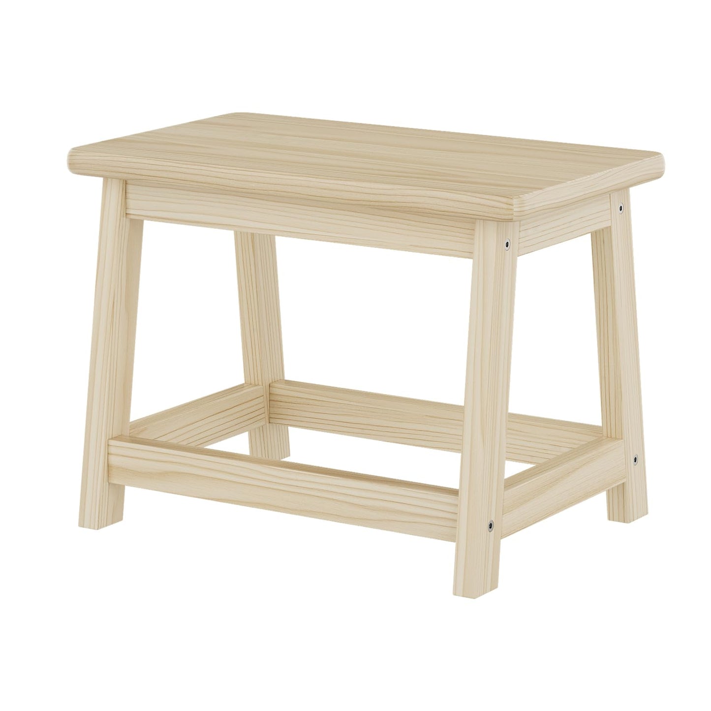 Wooden Step Stool, Foot Stool, Shoe Bench, Small Side End Table, Small Sofa Foot Stool for Bathroom Living Room Bedroom Kitchen Entryway Modern Sturdy 16.5x11x11.8inchs (Natural)