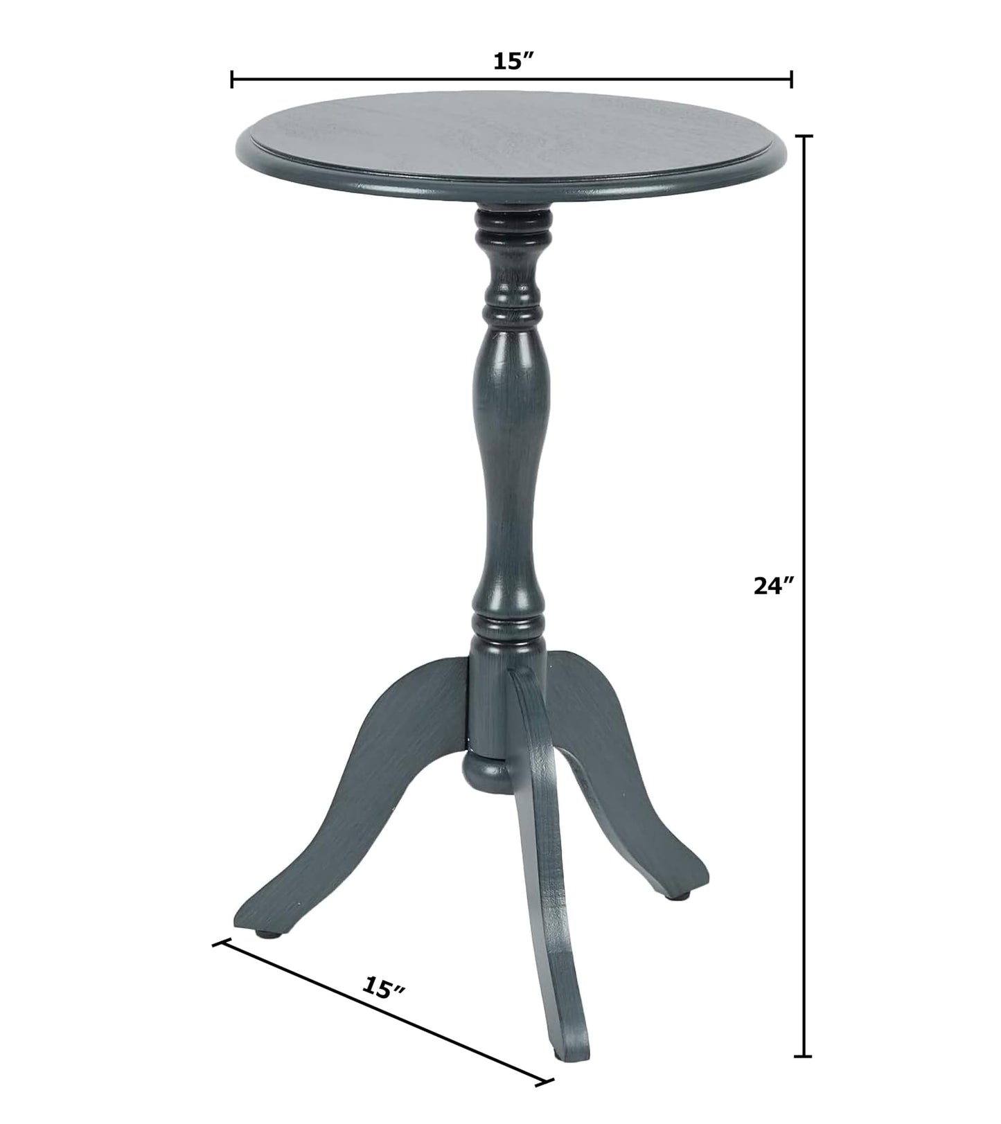 Decor Therapy Simplify Round Pedestal Accent Side Table, Chic & Compact MDF Furniture for Traditional Stylish Spaces - Antique Navy - (15" x 15" x 24")