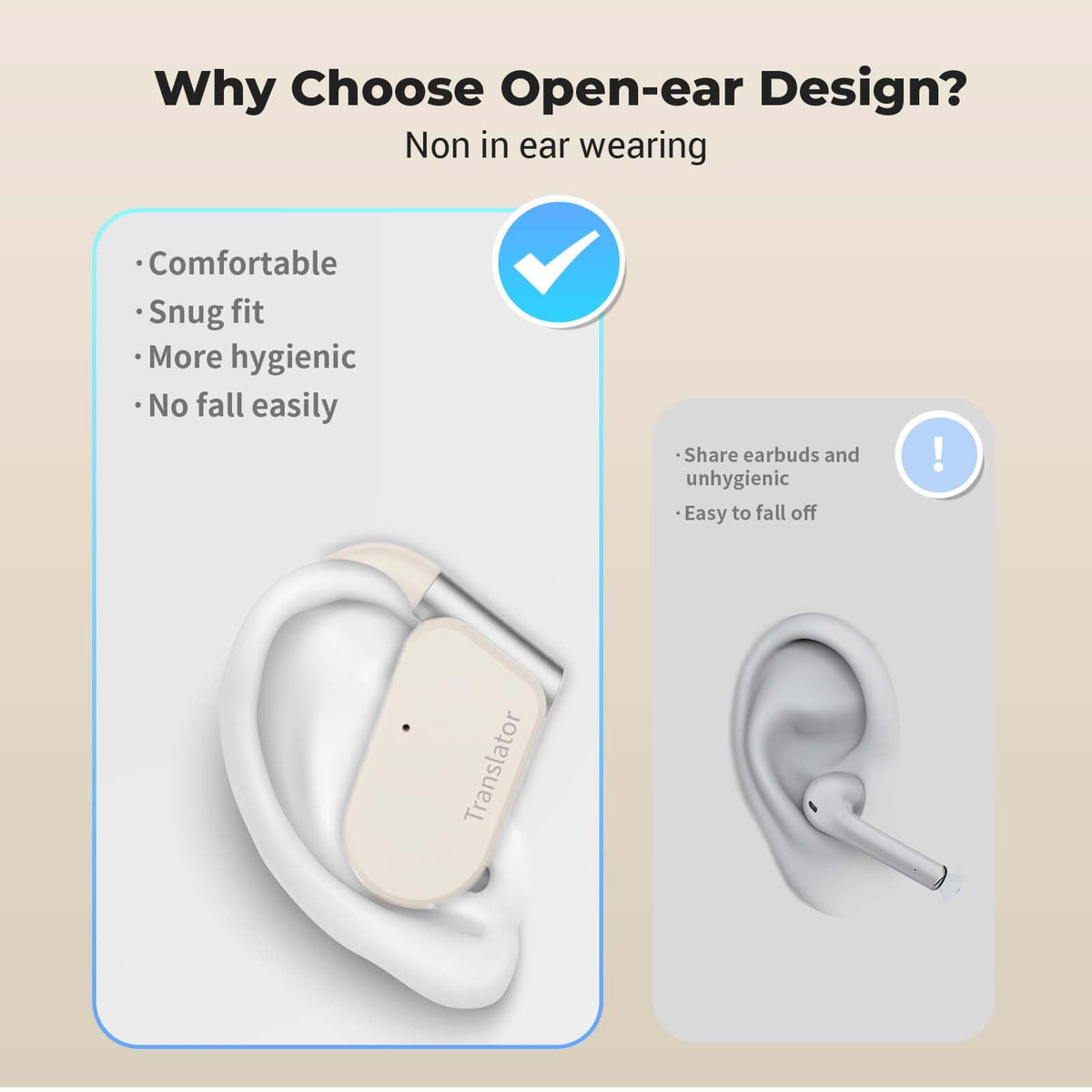 Wooask Translation Earbuds M9 Language Translator Device Open Ear Translator Headphones 98% High Accruacy Instant Translation in 1 Sec Support 144 Languages and Accents (No Offline Package)