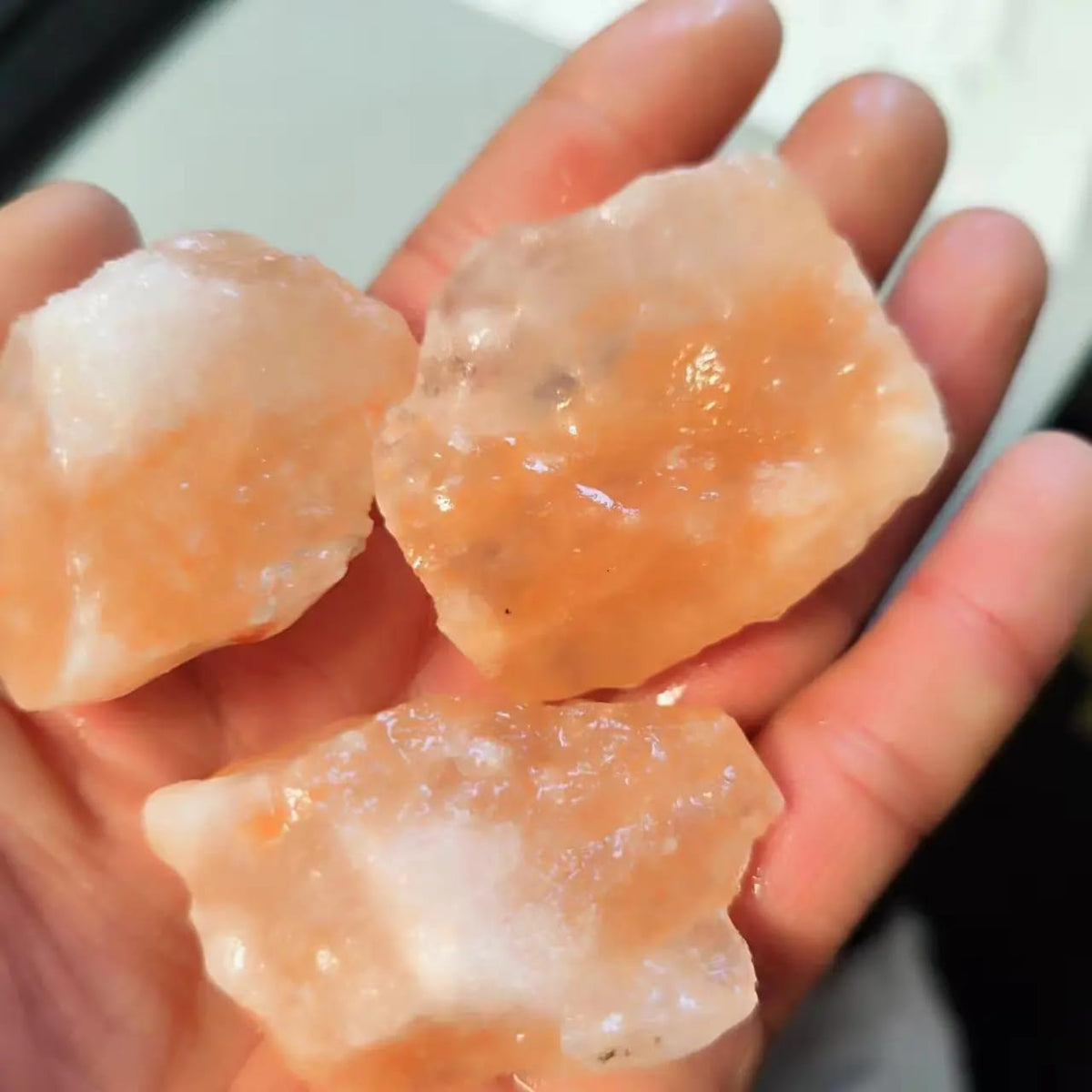 Natural Rock Salt Orange Halite Stone Crystal Stone Home Decoration Stone