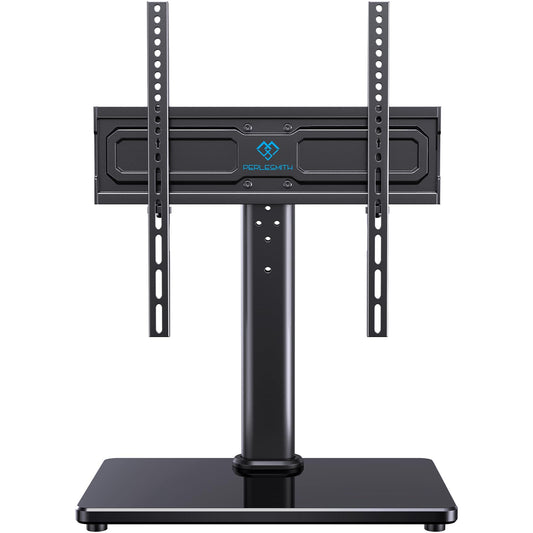 PERLESMITH Universal Swivel TV Stand for 24-60 inch TVs up to 99 lbs, 12 Height Adjustable Table Top TV Stand, TV Base Stand with Tempered Glass Base, Max VESA 400x400mm, PSTVS33