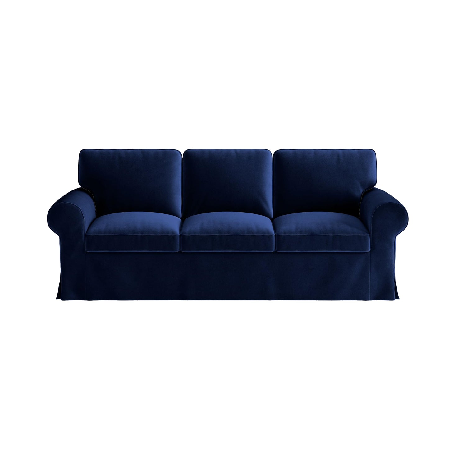 Velvet Pet-Friendly Replacement Sofa Cover Compatible for IKEA Ektorp 3 Seat Sofa Slipcovers, Couch Cover Only, 7-Piece Slipcover, Navy Blue, Couch Cover Not Include The Sofa Body