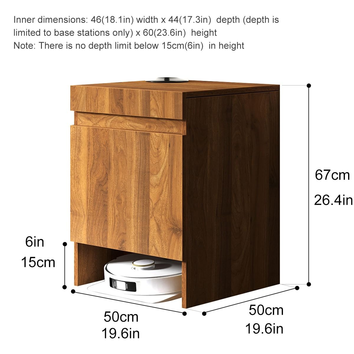 Nordivo Robot Vacuum Stand Cabinet,Storage Cabinet with Doors for Robot Vacuum Cleaner,End Side Table for Home Office,Wood Freestanding Rack for Living Room Home Office Kitchen(Gray)