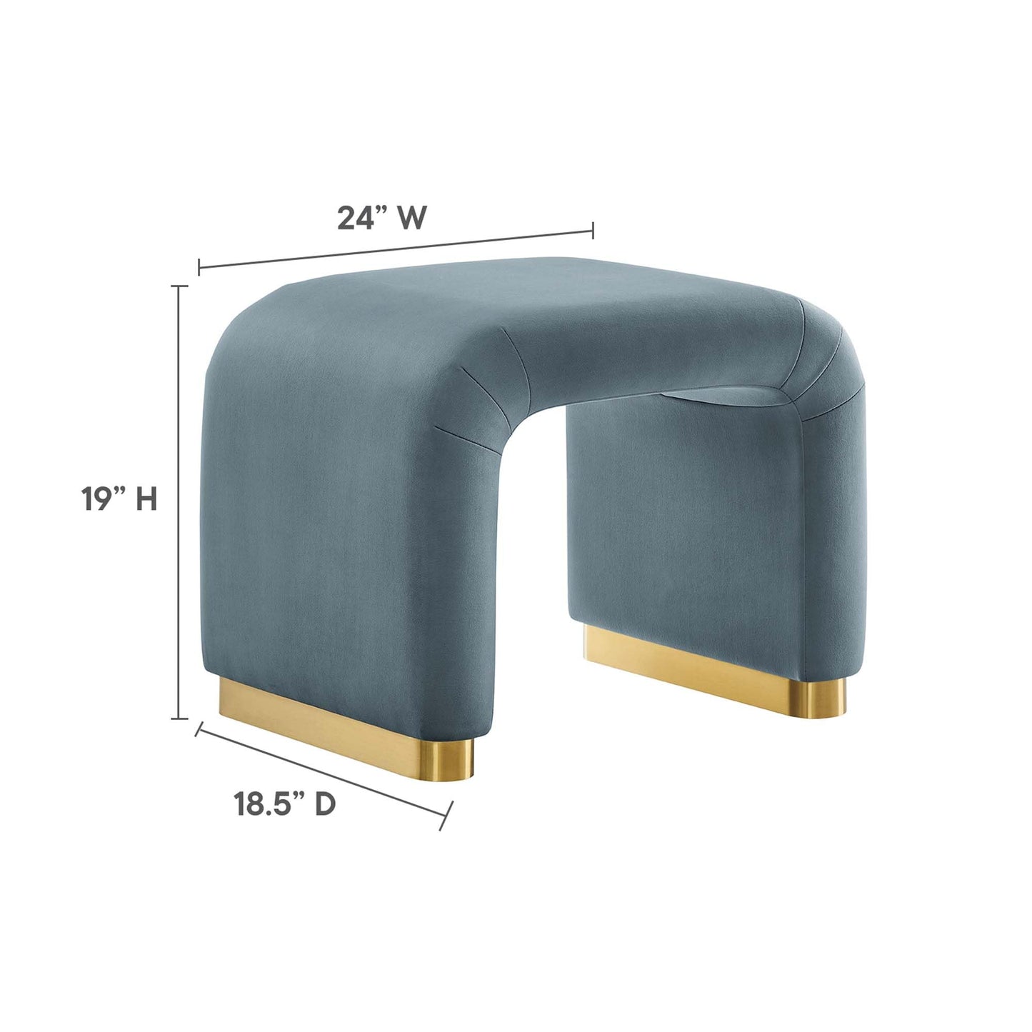 Modway EEI-6733-BRA-CAB Koda Performance Velvet Waterfall Stool, Brass Cadet Blue