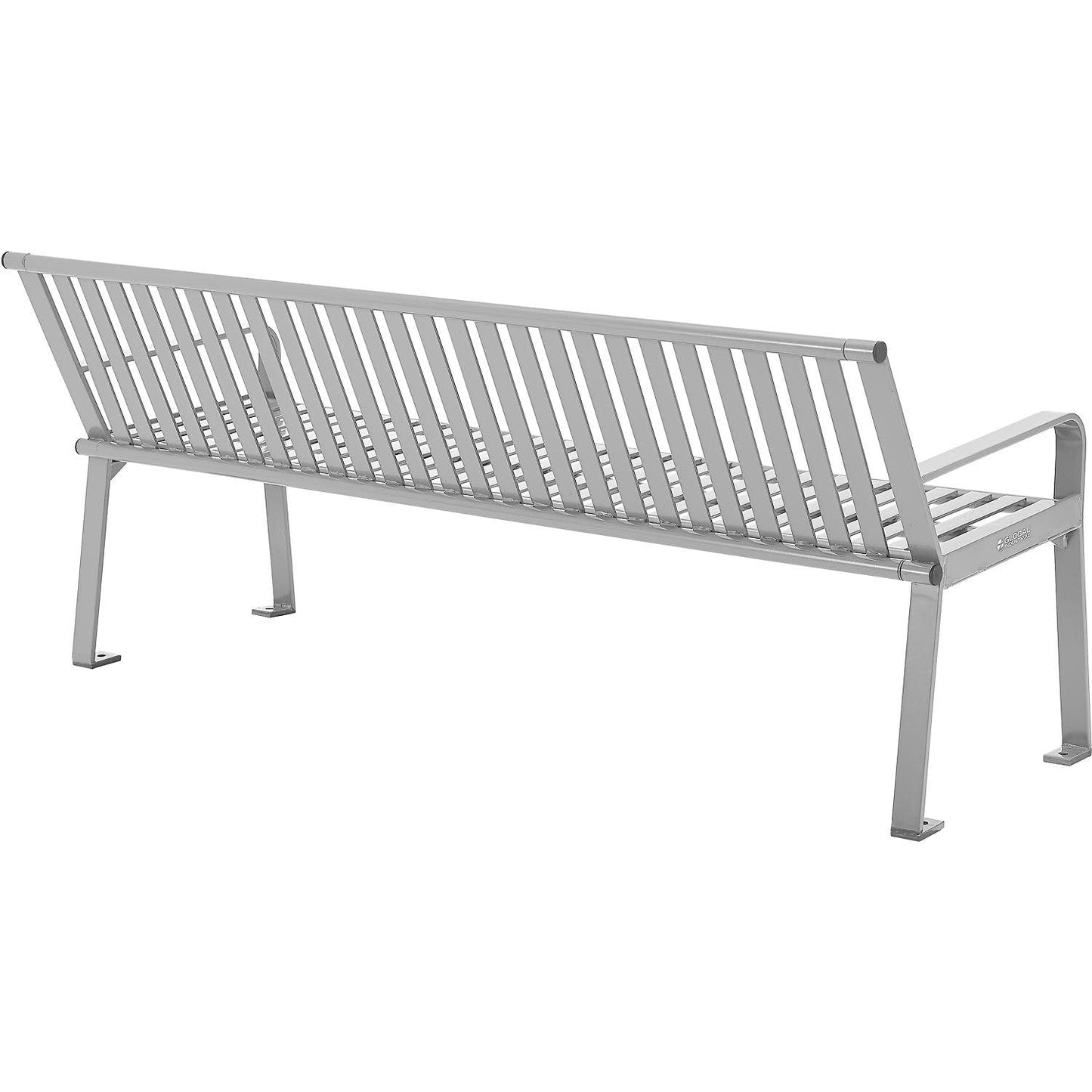 Global Industrial 6 ft. Outdoor Heavy-Duty Portable Park Bench with Back, Vertical Steel Slat, Corrosion-Resistant Gray Powder Coat Finish, Unassembled