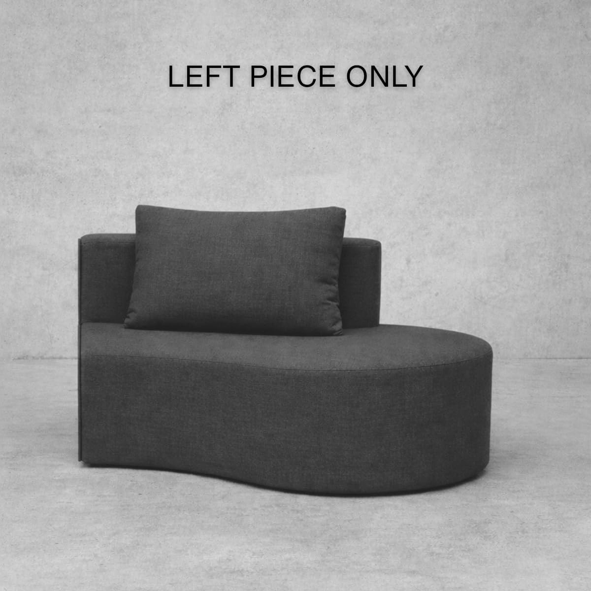 Cloud Frame Couch - Sold Separately- Indoor Outdoor Waterproof Unzippable Washable Circle Irregular Shape Sofa Modern Modular Sectional Minimalist Upholstered (Waterproof Black, Left Piece)