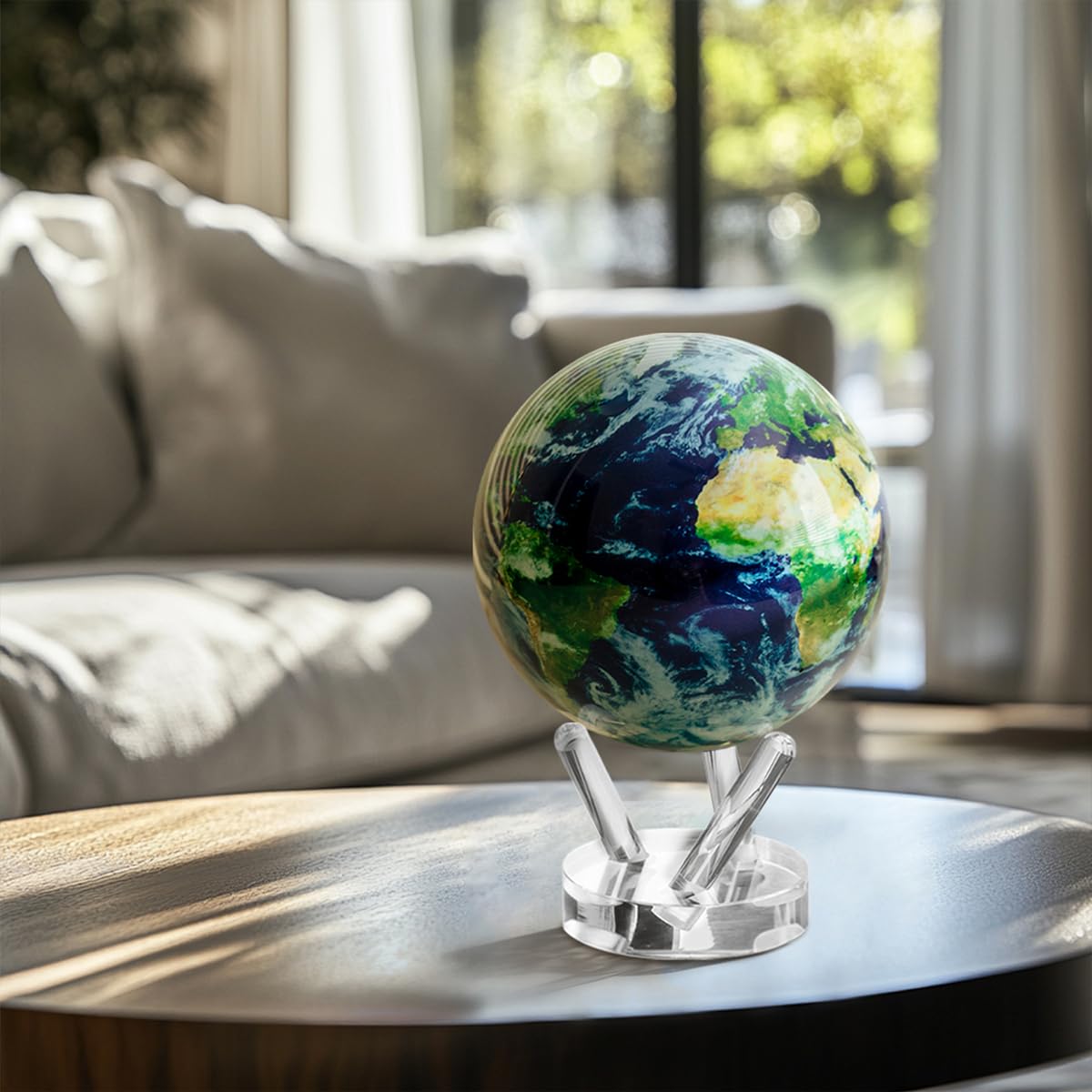 MOVA Globe - Earth with Clouds Prestige (8.5") | Self-Rotating Globe Powered by Light | Silent Motion, No Batteries or Wires | Unique Desk Decor or Gift for Space Lovers
