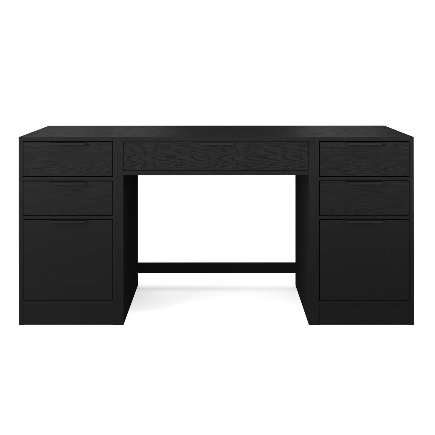 Martha Stewart Kayden Home Office Modular Desk with Drawer and Dual 3 Drawer File Cabinets in Black with Oil Rubbed Bronze Hardware