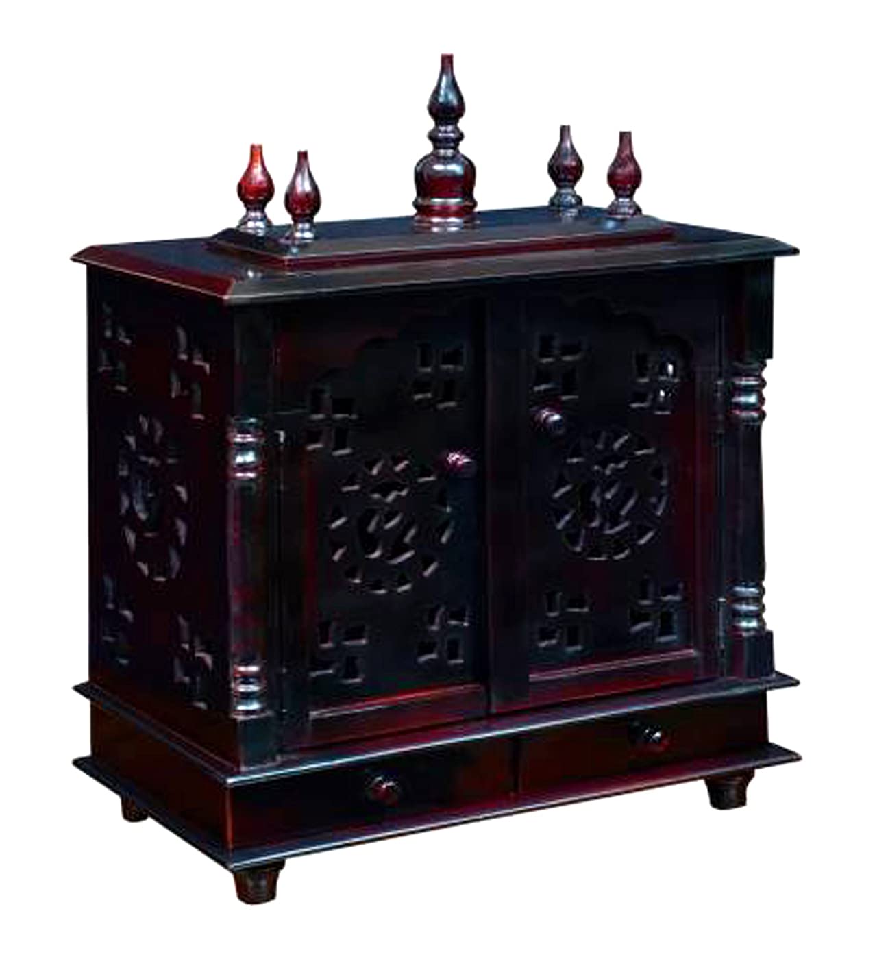 Home and Bazaar Rajasthani Ethnic Handcrafted Wooden Temple / Mandir / Pooja Ghar / Mandapam Size 18 x 09 x 22 Inch Outer. 16x8x10.5 Inch Inner Size Wide x Deep x High. HB17KI-456