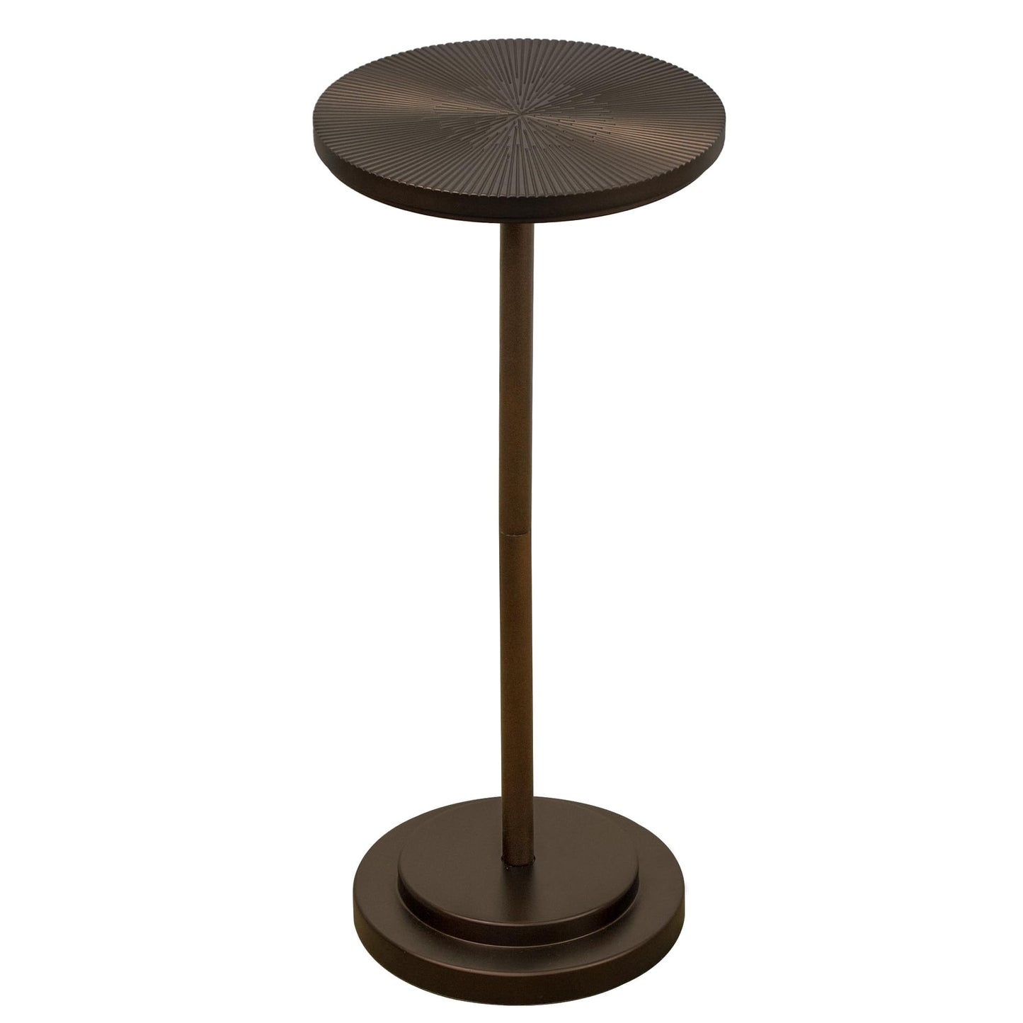 COVLON Drink Table, Carved Table Top Martini Table, Small Side Table, Weighted Base Pedestal Table for Living Room, Bedroom, Bathroom, Brown