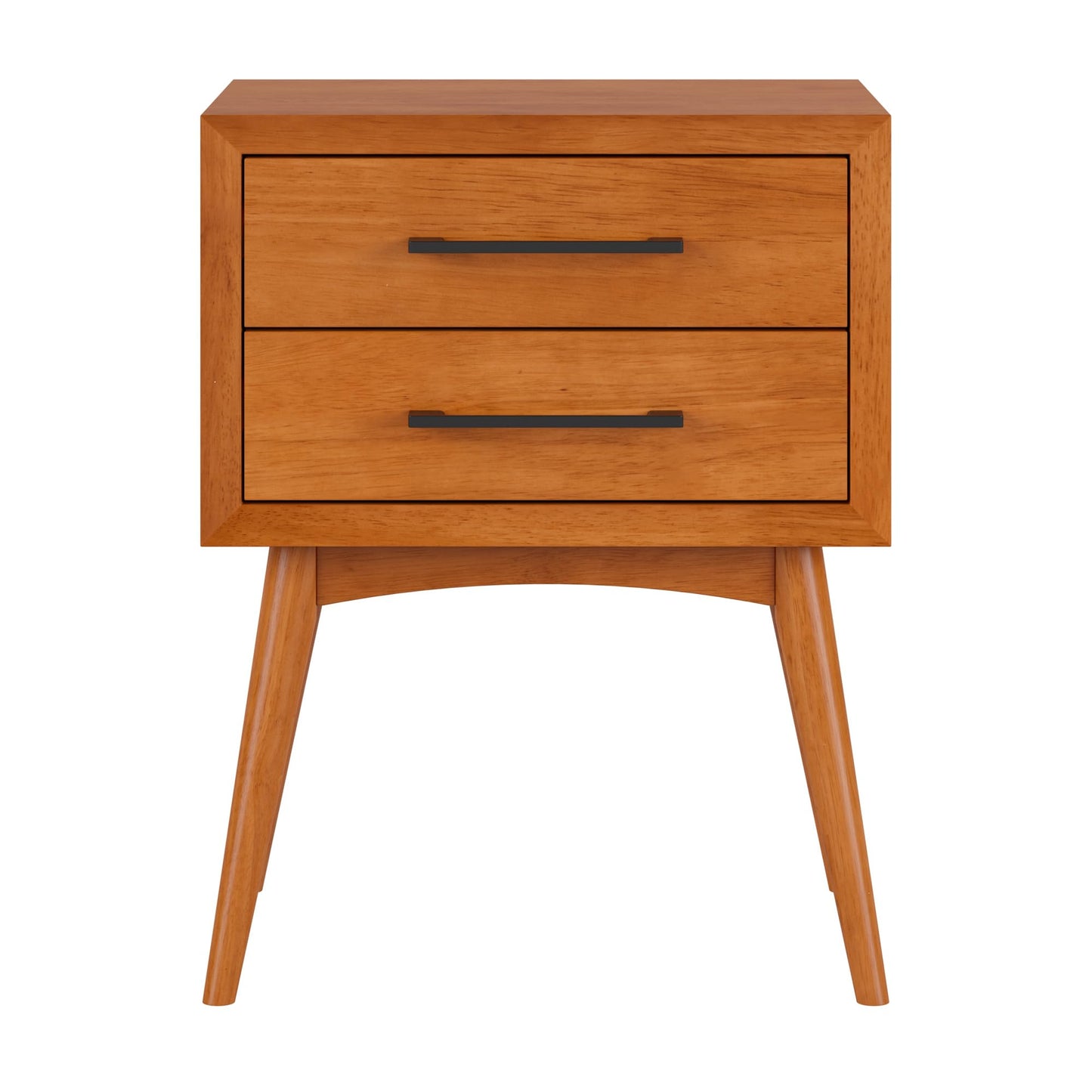 AFI, Pasadena Solid Wood Mid-Century Modern 2 Drawer Nightstand, Light Toffee
