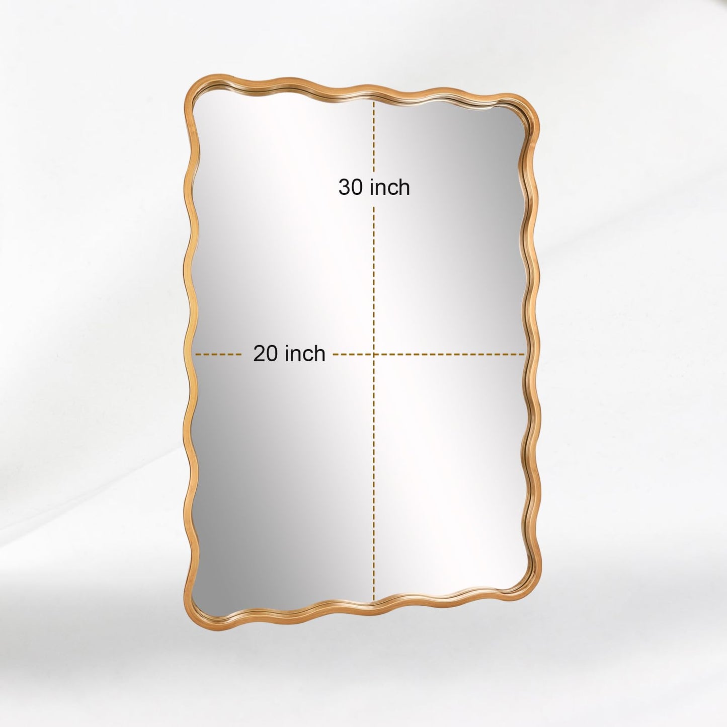 20 * 30 Inch Gold Ripple Rectangle Bathroom Mirror Wall Mounted Large Modern Countryside Suitable for Washroom, Bedroom, Living Room, Entryway
