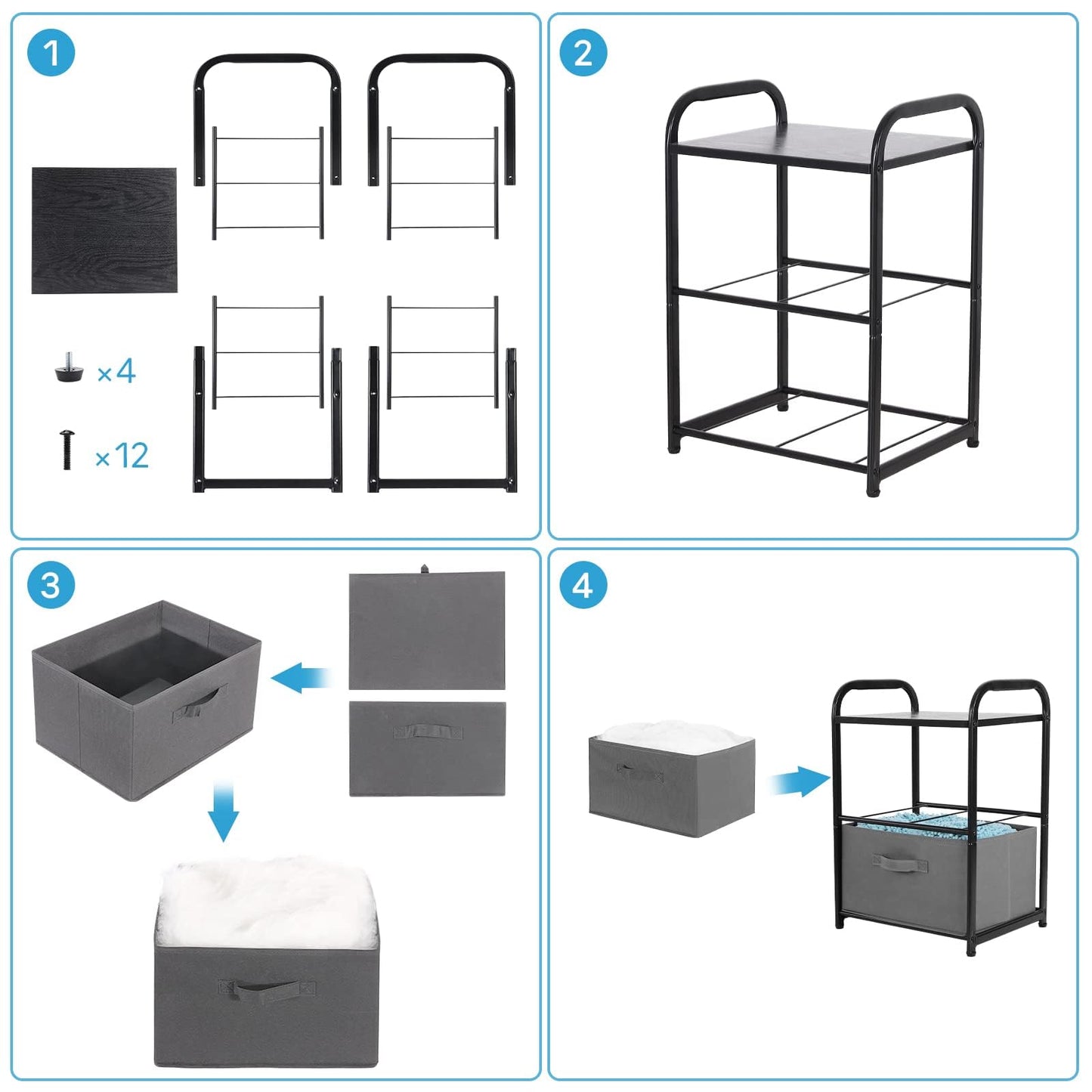 MAX Houser Dresser for Bedroom with 2 Drawers, Wide Chest of Drawers, Fabric Dresser, Storage Organizer Unit with Fabric Bins for Closet, Living Room, Hallway, Dark Grey