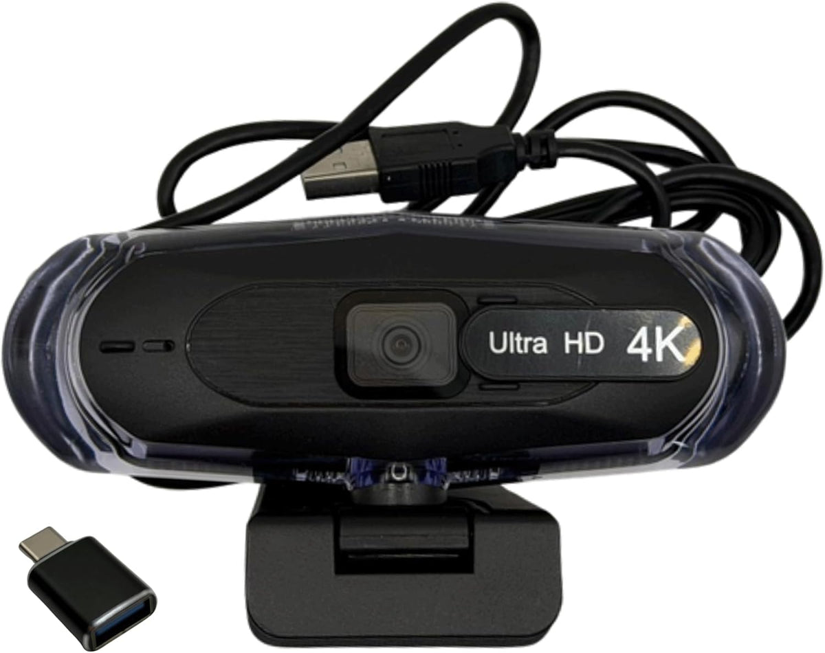 WEBDARAZ 4K Ultra HD Remote Control with Stand Webcam, LED RGB Lighting, 95-Degree Wide Angle, Auto Focus, 1080P@60FPS, Black, USB 2.0, for Video Conferencing, Desktop/Laptop