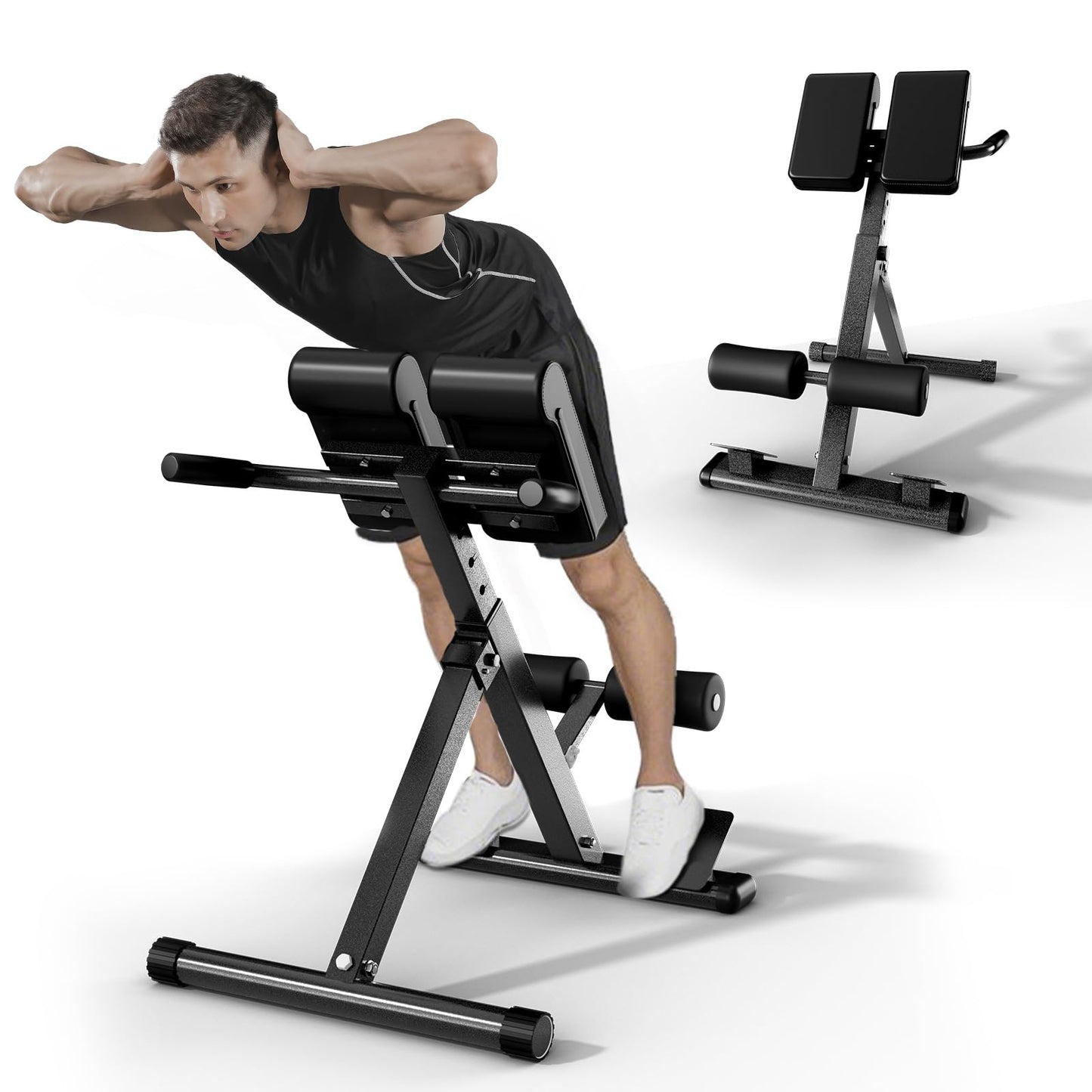 FITKS360 Roman Chair Hyperextension Bench – Adjustable Back Extension Machine for Glutes, Hamstrings & Lower Back – Foldable Multi-Purpose Workout Equipment for Home Gym