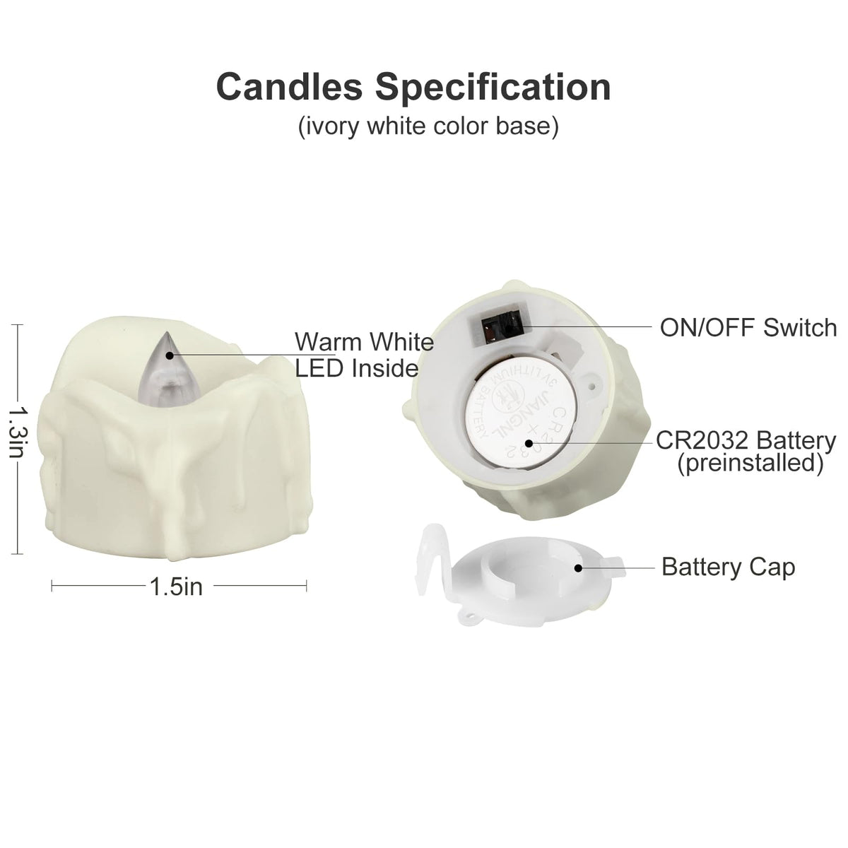 Windshell Warm White Flickering Flame Tea Lights with Auto 6H Timer (No Remote), Melting Design (Ivory Base), Battery Operated LED Flameless Tealight Candles for Wedding Party Christmas, 12 Pack