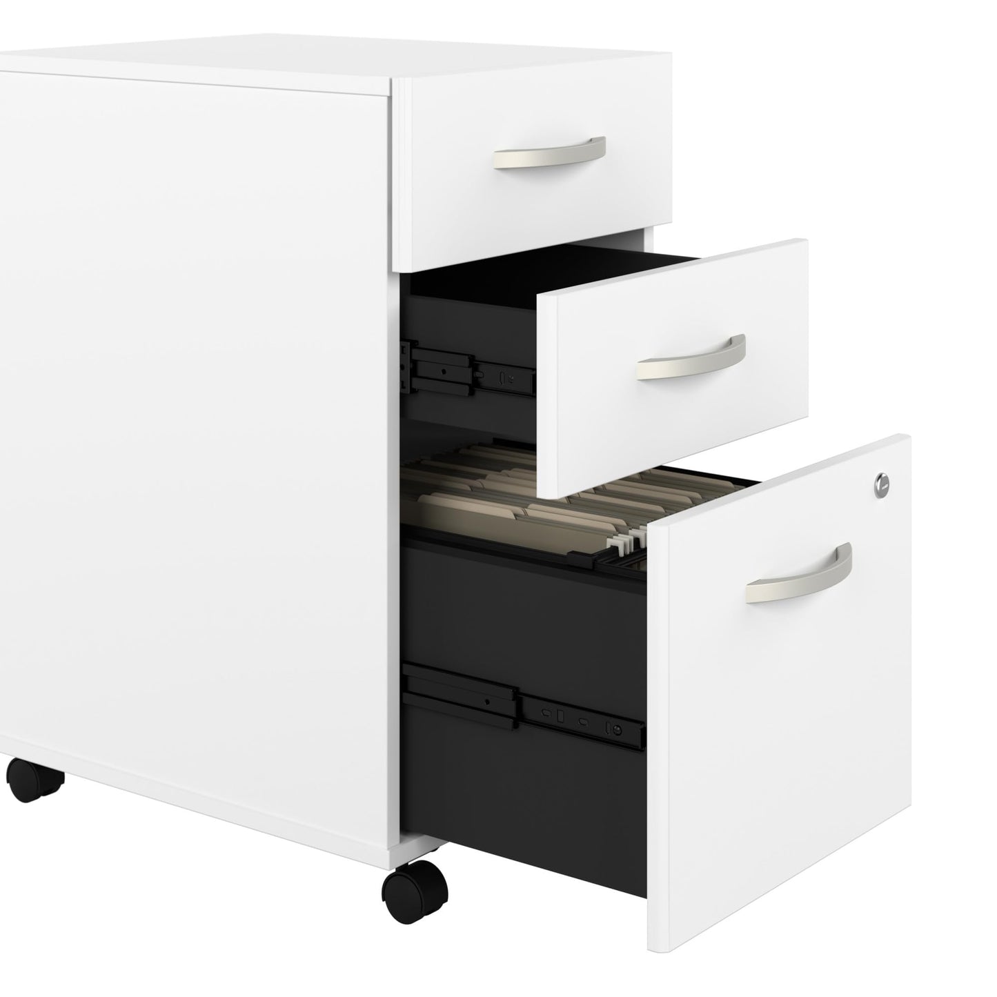 Bush Business Furniture Studio C 3 Drawer Mobile File Cabinet in White | Assembled Office Storage Unit for Home or Commercial Spaces