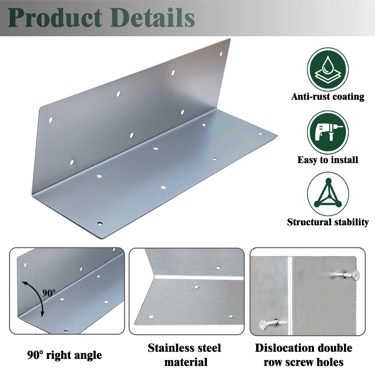 ALXMYAO Stainless Steel L-Shaped Garden Bed Corner Brackets