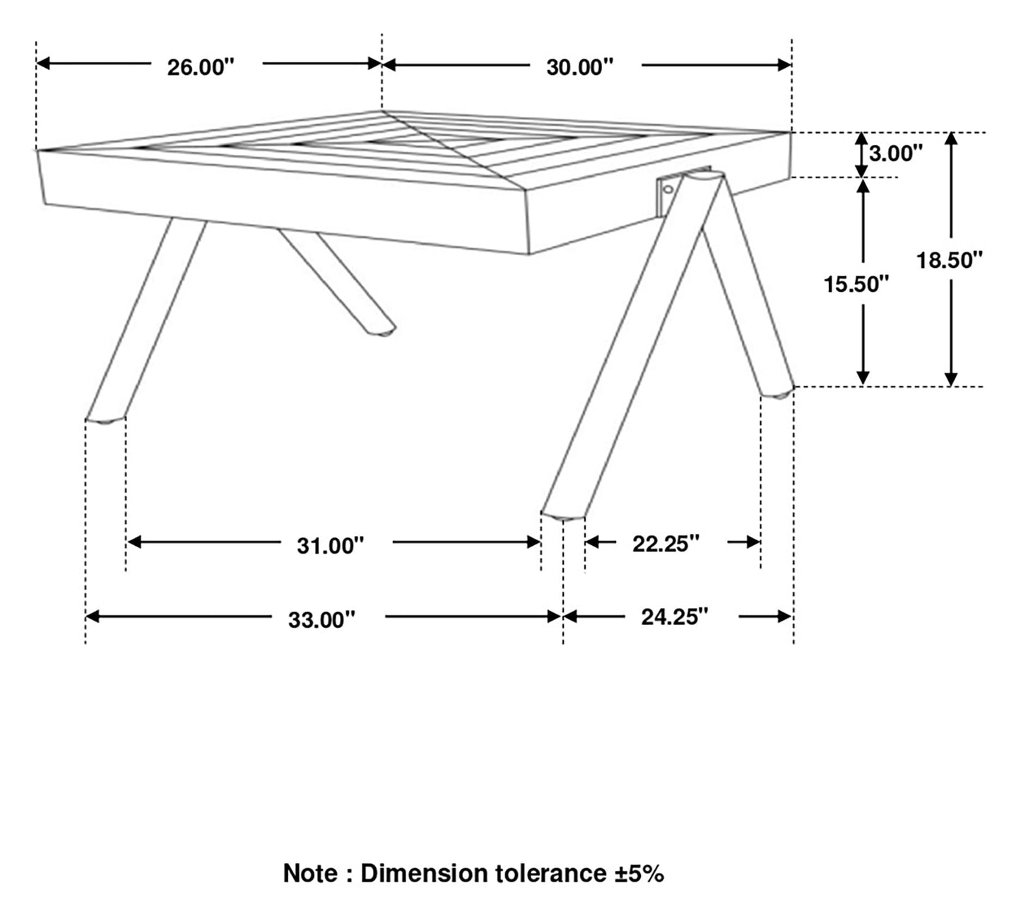 Coaster Home Furnishings - Avery - Solid Mango Wood - Rectangular Coffee Table with Natural Finish, Iron Base, V-Shaped Legs, Beveled Edges - Living Room - 30 Inch - Natural Tone - 724318