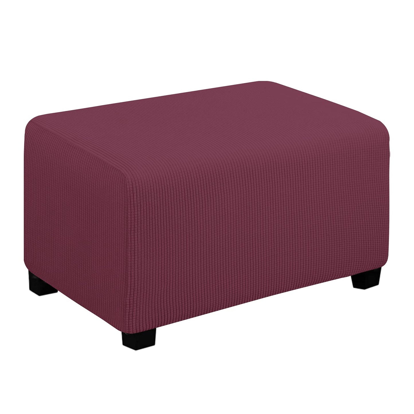 Easy-Going Stretch Ottoman Cover Folding Storage Stool Furniture Protector Soft Rectangle slipcover with Elastic Bottom(Ottoman Small,ASH Rose)