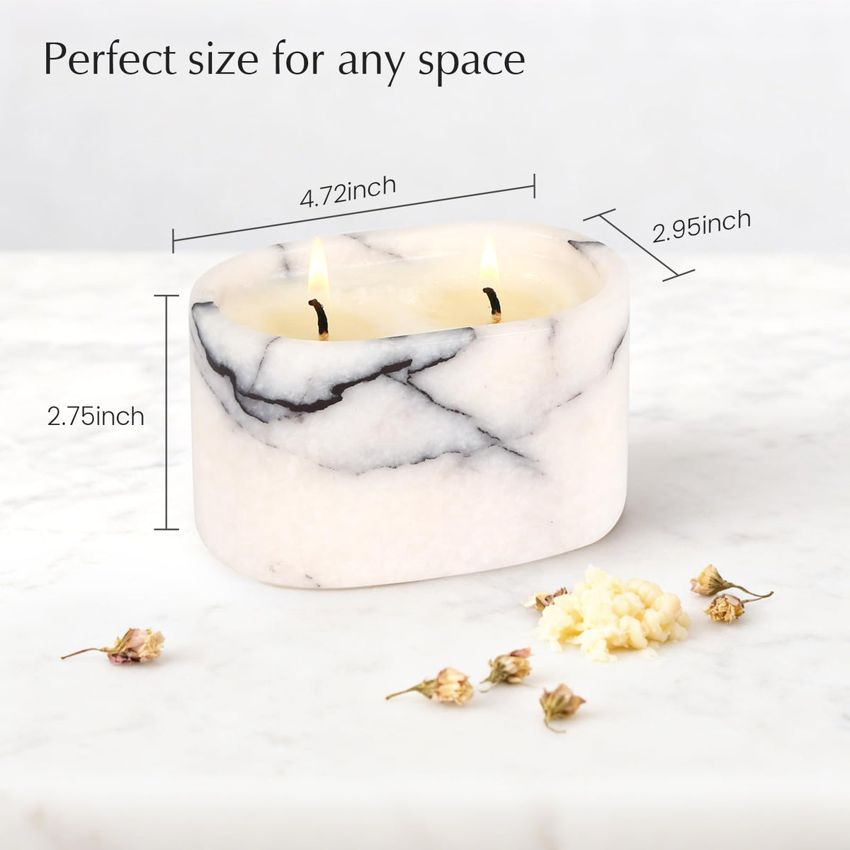 Story of Stone Marble Candle Holder| Votive Candle Holder| Handcrafted Bathtub-Shaped Container | Warm Glow Home Decor |Soy Wax | Non Toxic, 2 Wicks | Reusable Keepsake Jar | Unique Gift