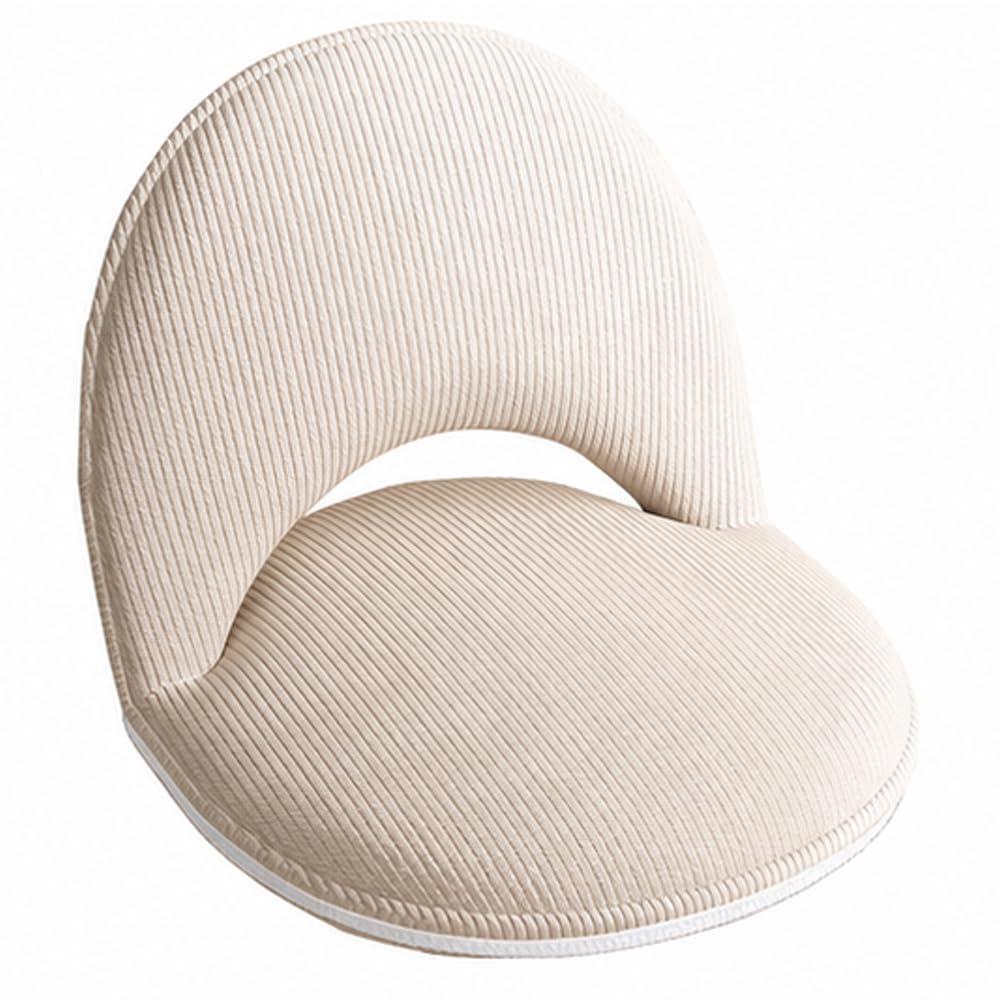 Floor Chair with Back Support, Foldable Lazy Sofa Chair for Adults, Adjustable Corduroy Gaming Reading Chair, Ergonomic Seat Cushion for Bedroom Bay Window Tatami Living Room, Beige