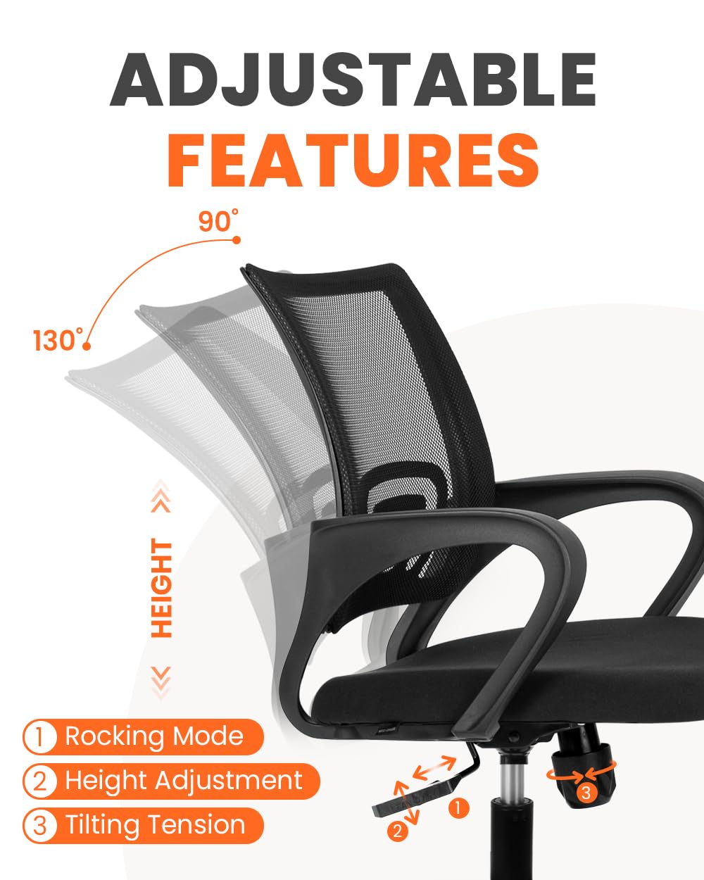 NEO CHAIR Office Desk Computer Chair Ergonomic Mesh Gaming Cushion Seat with Comfy Lumbar Mid Back Support Adjustable Height Swivel Rolling Wheels for Home Task (2 pk - Black)