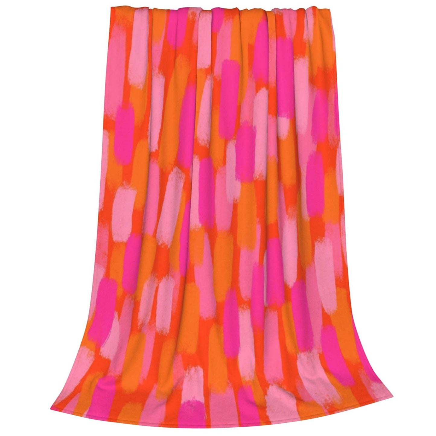 Retro Abstract Pink and Orange Paint Brush Throw Blanket 50"X40" Lightweight Flannel Throws Blankets for Couch Sofa Living Room Bedroom Home Decor,Soft Cozy Fluffy Fuzzy Plush Blanket for All Season