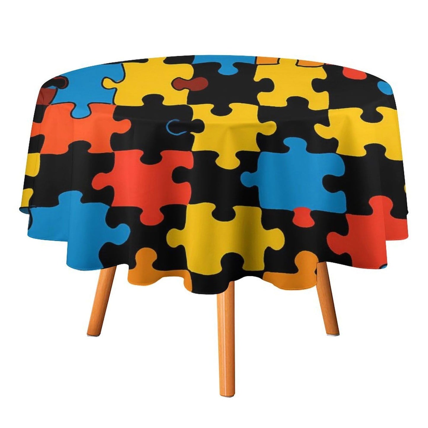 Puzzle Print Round Tablecloth Decorative Table Cover