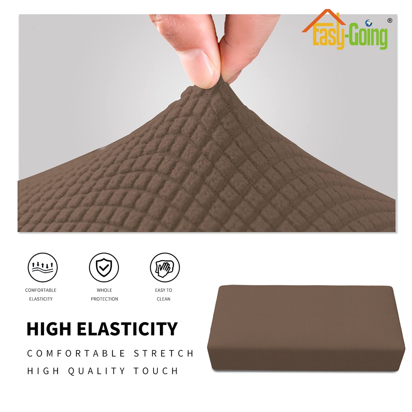 Easy-Going Stretch Ottoman Cover Folding Storage Stool Furniture Protector Soft Rectangle Slipcover with Elastic Bottom (Ottoman XX-Large, Brown)