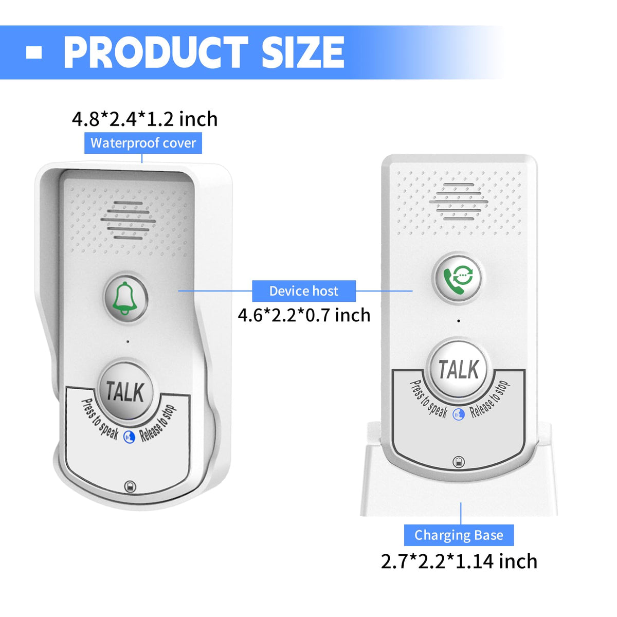 Doorbell Intercoms System for Home, 2 Way Room to Room Door Intercom Wireless with Long-Lasting Rechargeable System, Communication Devices for House Office Classroom with FCC/CE Certified