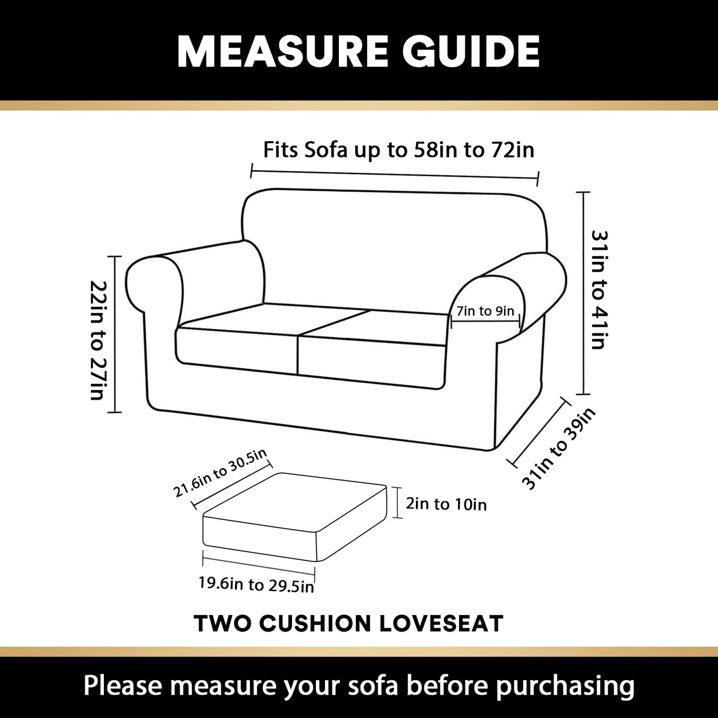 PrinceDeco Velvet Couch Cover Loveseat Covers for 2 Cushion Couch 3 Piece Sofa Covers for Dogs Washable Loveseat Covers Width Up to 72 Inch No Slip Stretch Sofa Slipcover(Medium, Bronze Brown)