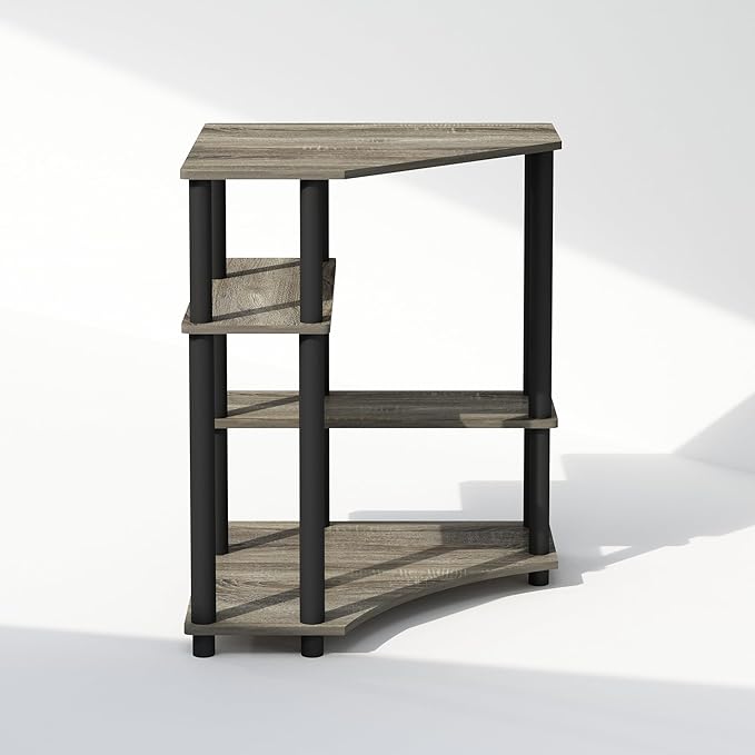 Furinno Turn-N-Tube Storage Shelves, 4-Tier Corner Shelf, Toolless Assembly