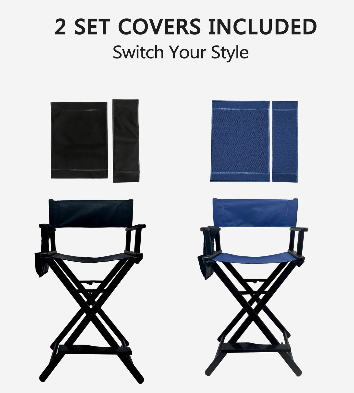 HAISKY 30" Extra Tall Folding Directors Chair, Lightweight Aluminum Makeup Artist Chair for Client, Portable Director Chair for Photography Studio, 7.9 LBS with 2 Covers, Side Bags, Footrest, 300 lbs