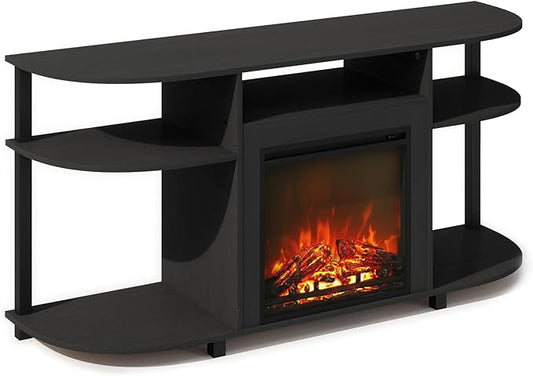 Furinno Jensen Fireplace TV Stand, NO Heat Decorative Electric Fireplace TV