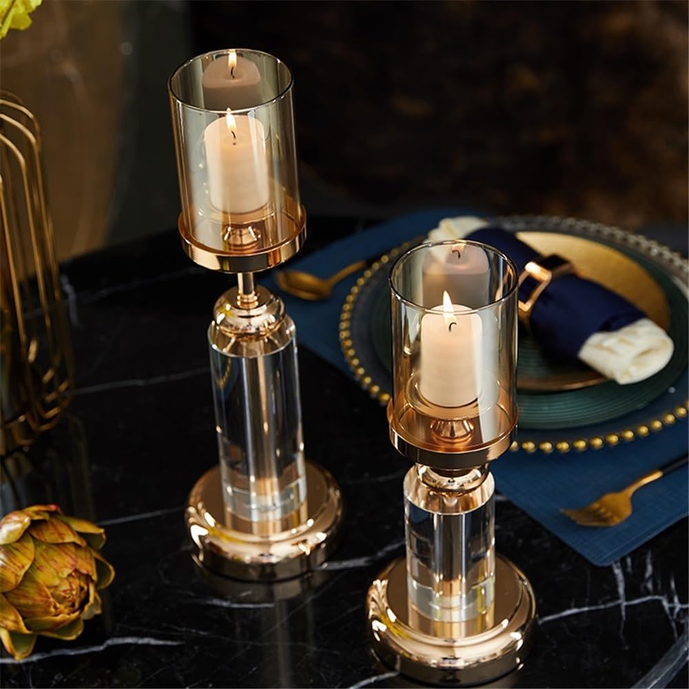 YUHUAWF Candle Holderss Light Luxury Crystal Glass Candlestick Living Room Porch Decoration Home Dining Table Candle Holder Decorative Candlestick(Large)
