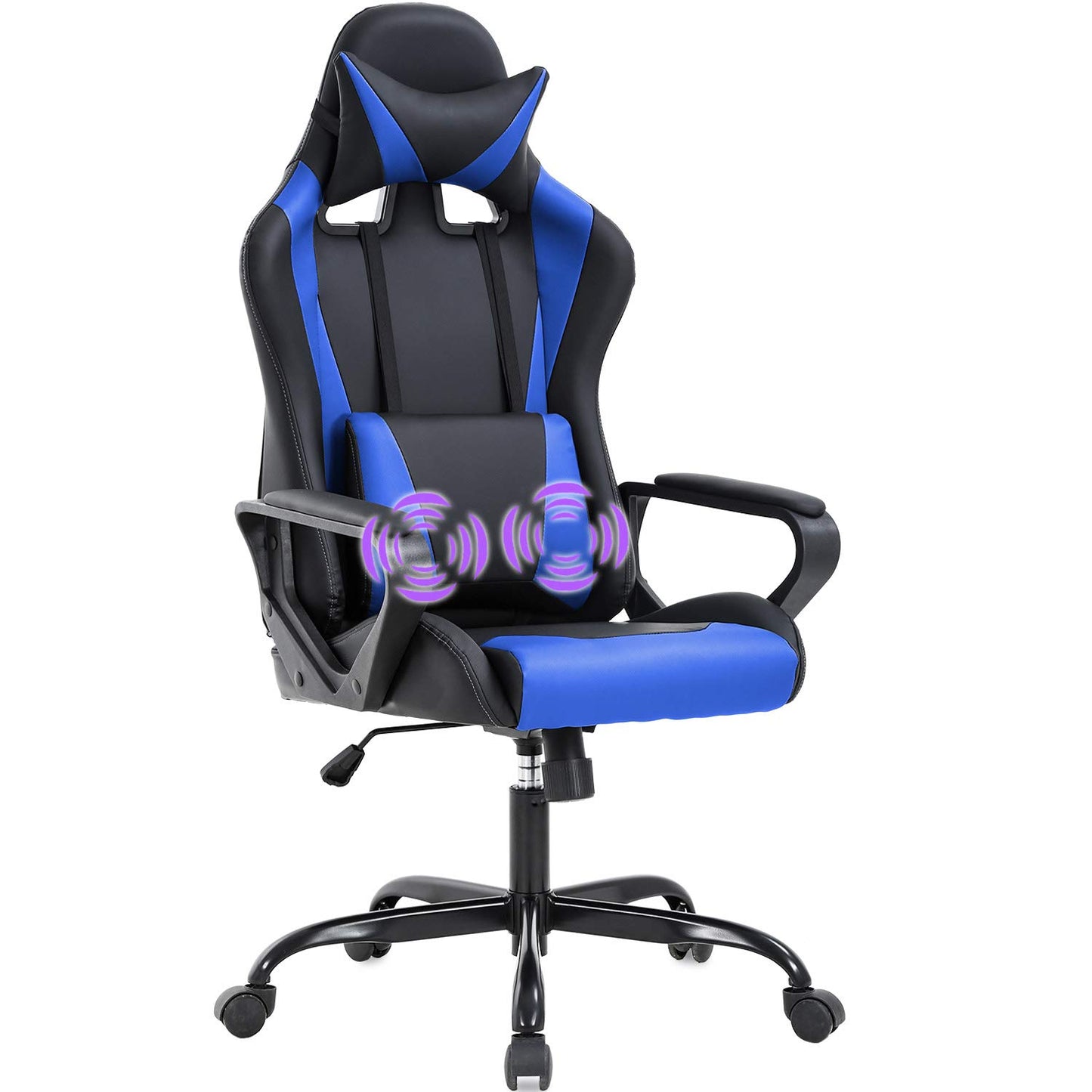 BestOffice PC Gaming Chair Massage Office Chair Adjustable Desk Chair High Back PU Leather Executive Rolling Racing Computer Chair with Lumbar Support Headrest Armrest Swivel Task Chair(Blue)
