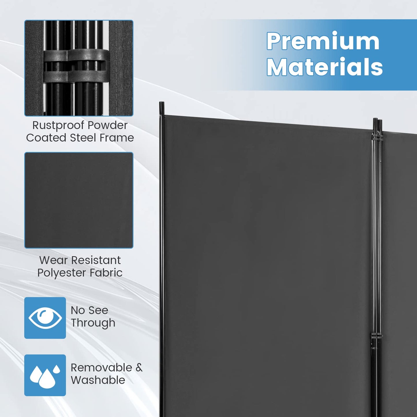 Giantex 6 Ft Tall 3 Panel Room Divider Black, Lightweight Portable Folding Privacy Screen, Freestanding Partition Wall Divider and Separator for Bedroom Home Office Apartment Studio