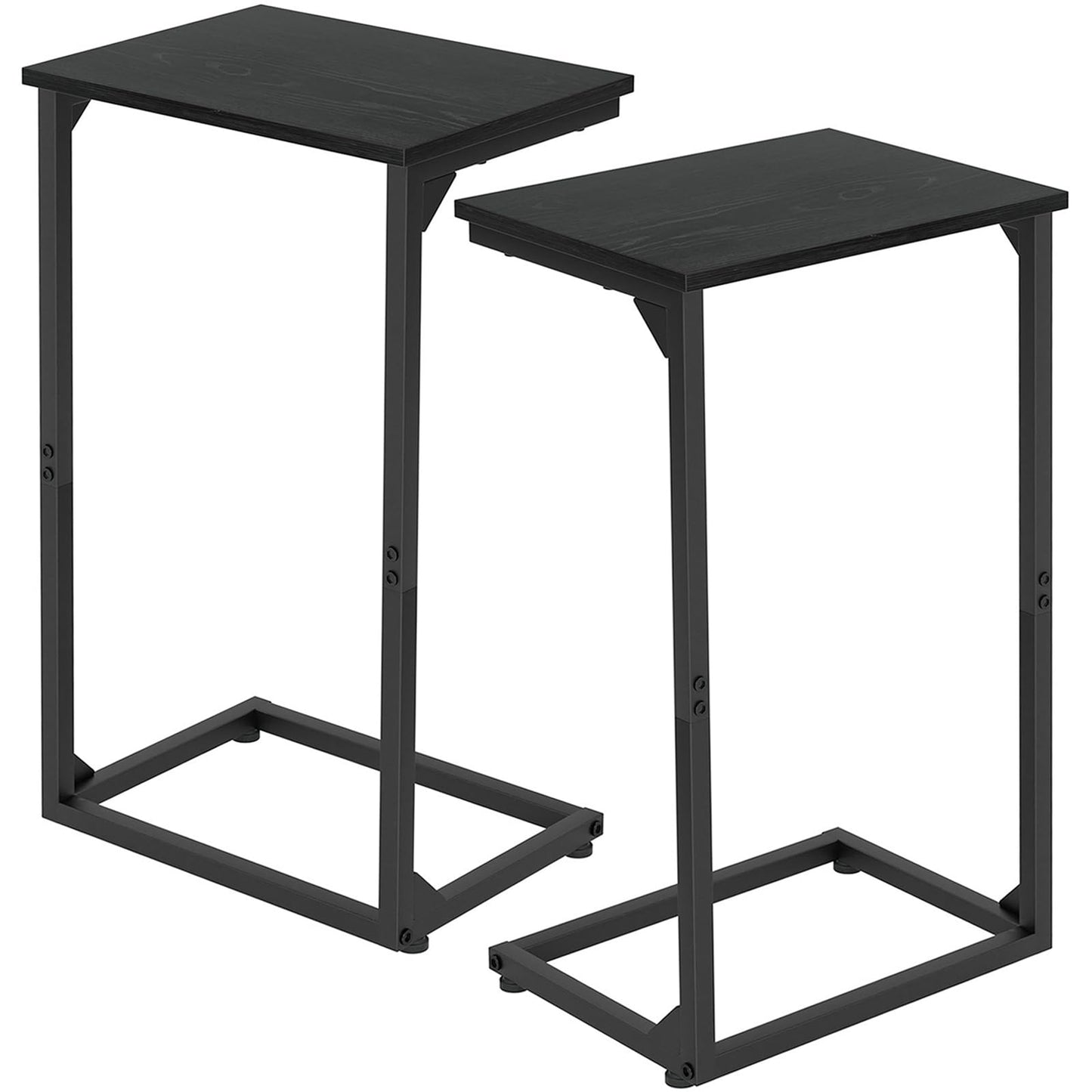 AMHANCIBLE C Shaped End Tables Set of 2, Couch Side Tables that Slide Under Sofa, Slim TV Trays for Living Room and Bedroom, Narrow Space Saving Laptop Workstation, Black, HET02BBK